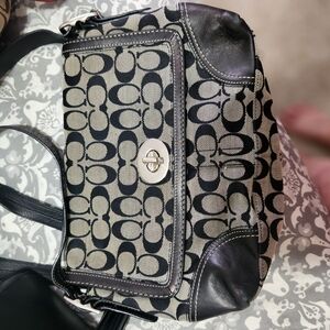 Coach Black and Gray Signature Handbag
